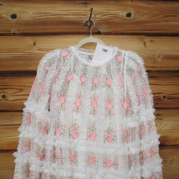 Mac Duggal 8031 Embroidered Flare Sleeve Embroidered Mini Dress - Picture 8 of 14